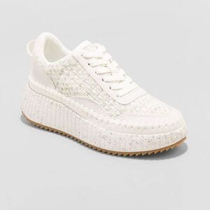 Universal Thread -  Women's Lace-Up Sneakers Memory F Off-White